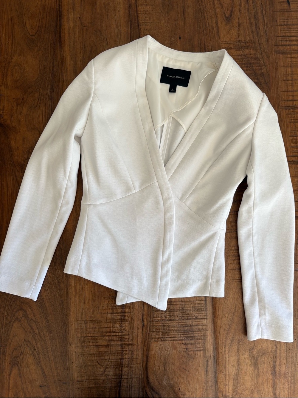 Banana Republic White Wrap/Open Front Blazer